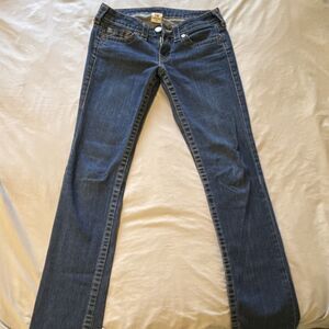 True Religion World Tour Women's Blue Denim Jeans Low Rise Sz 27 Stretch
